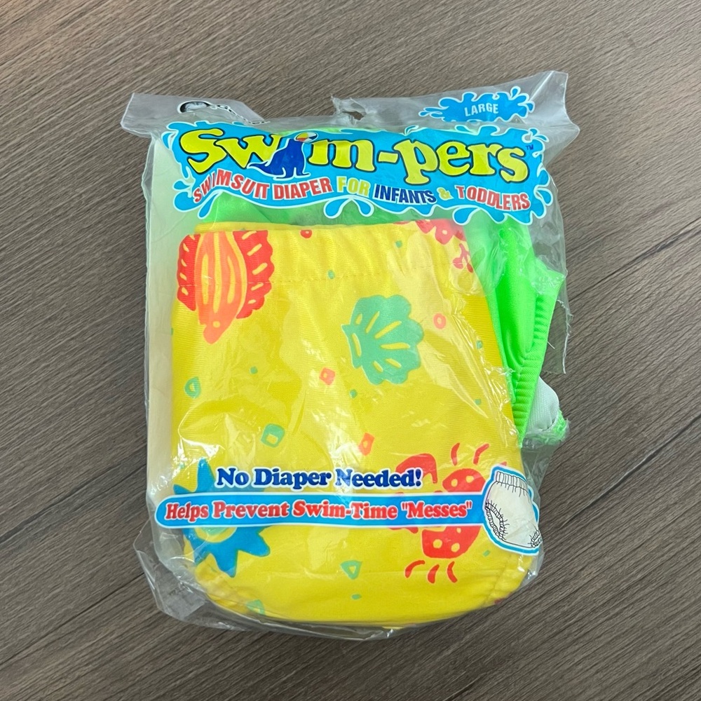Vintage 90s/Y2K Gerber 2-Pack Swim-pers Swim Diapers Neon Green & Yellow 21-26lb